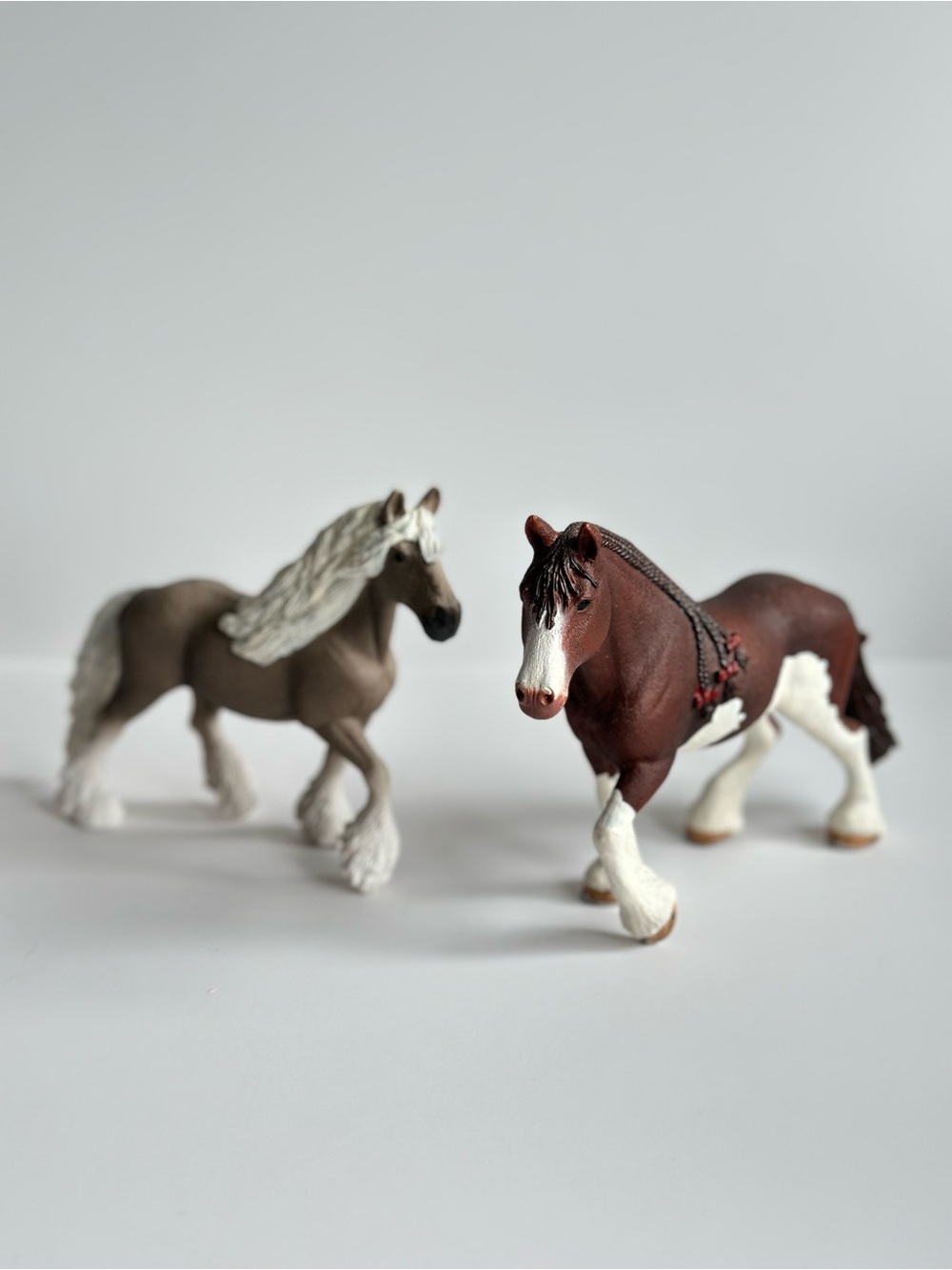 2X Schleich Silver Dapple Mare Draft Horse 13914 & Clydesdale Mare Bay #13809